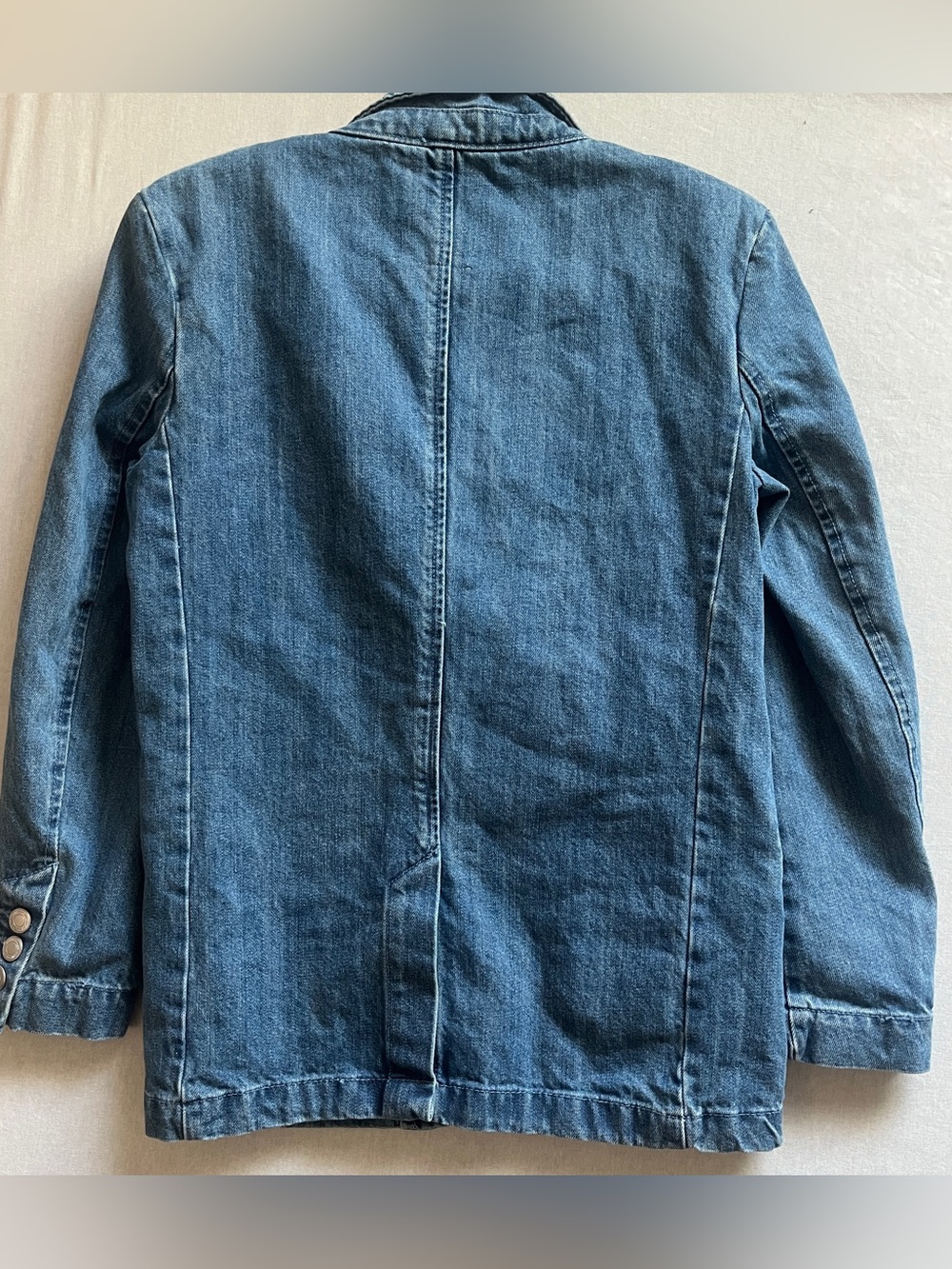 Pull&Bear Blue Denim Blazer Jacket Tailored Medium Wash Womens Small - Picture 3 of 8
